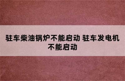 驻车柴油锅炉不能启动 驻车发电机不能启动